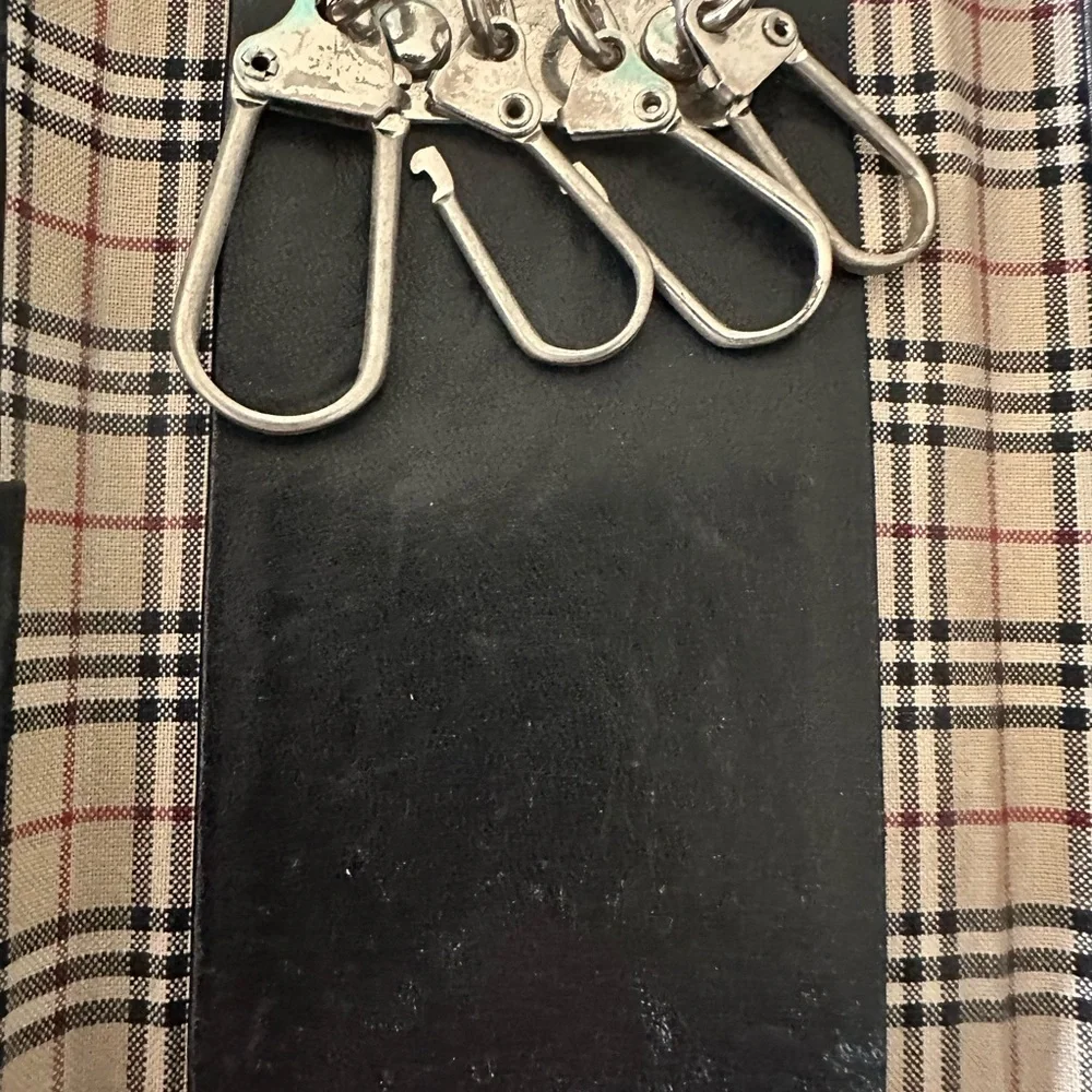 Burberry Black Key Card Holder with Textured Design